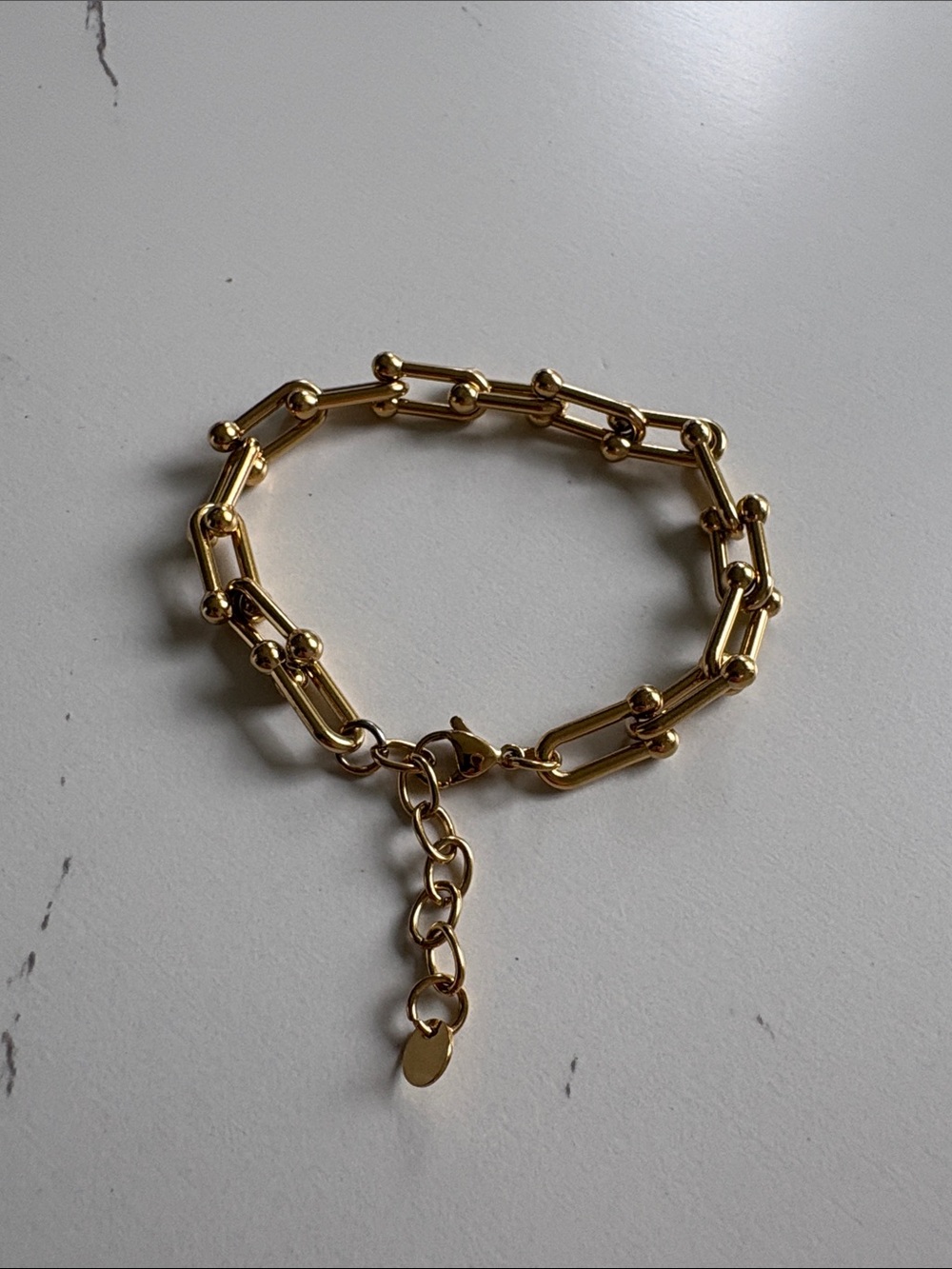 Gold Link Ball Accented Chain Bracelet